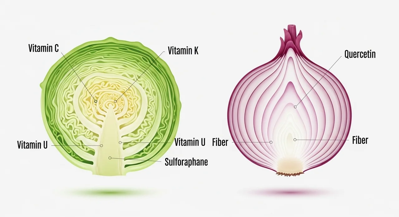영양 성분 완벽 해부: 양배추와 양파, 무엇이 특별할까?