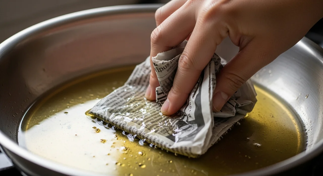 소량의 기름은 키친타월과 신문지를 활용해요