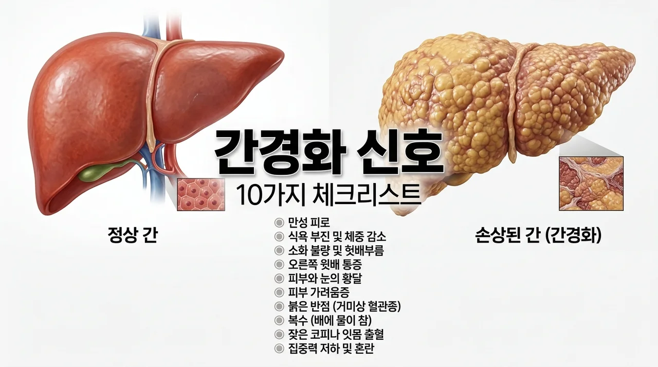 간경화 초기증상 체크리스트 10가지, 간이 보내는 경고 신호