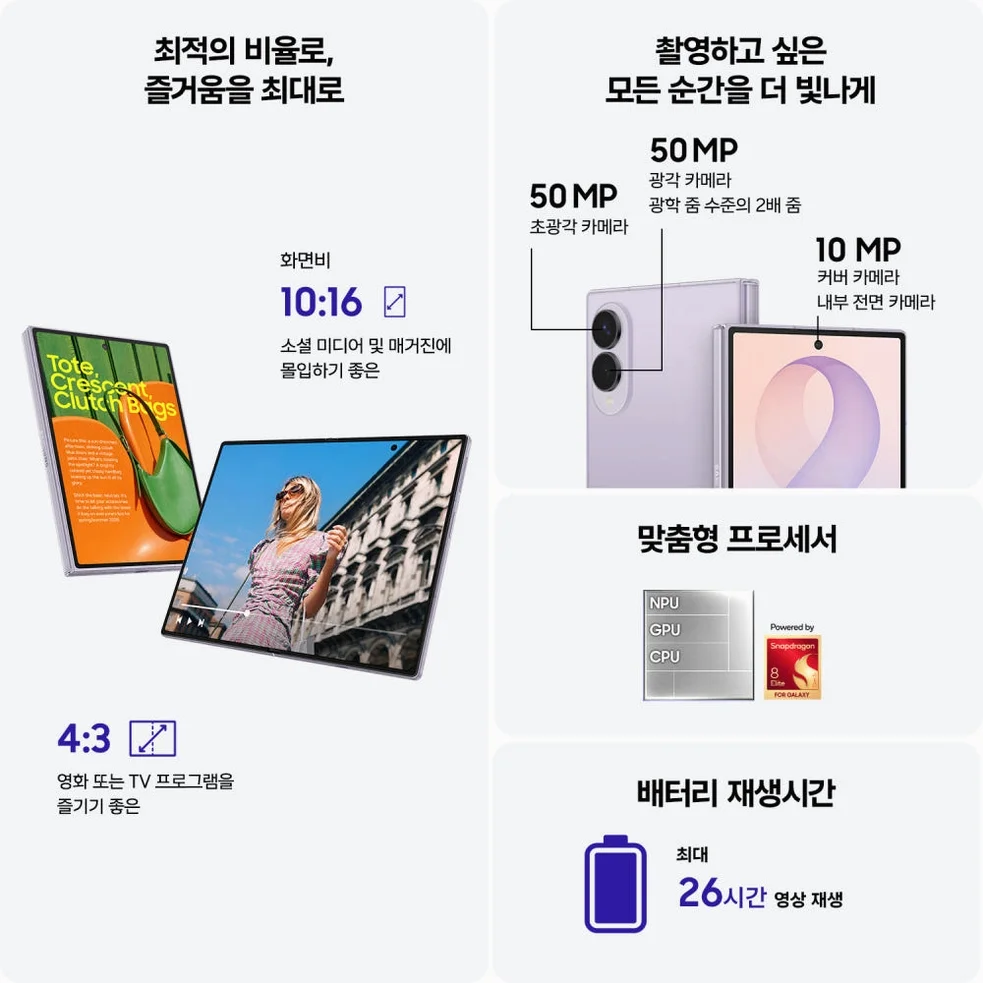 [사전구매 할인] 삼성 공식 갤럭시 Z폴드8 1TB 자급제 SM-F971N 상세 이미지 4