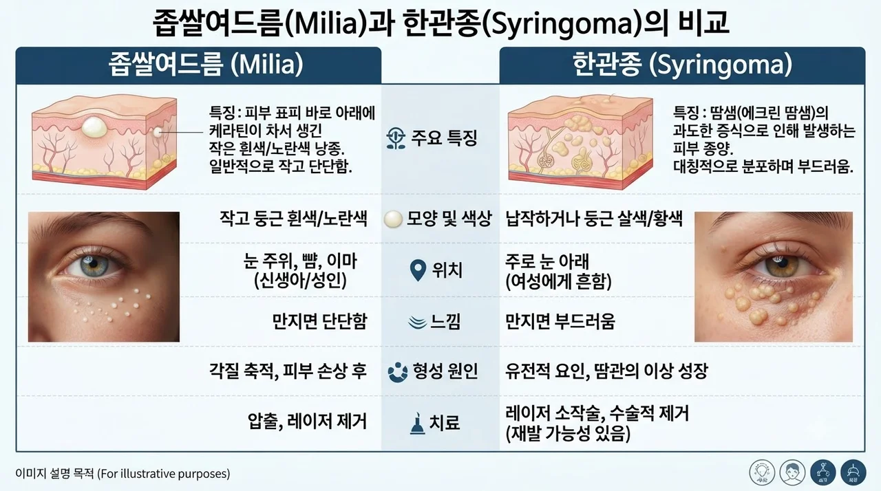 비립종과 헷갈리기 쉬운 다른 피부 질환들